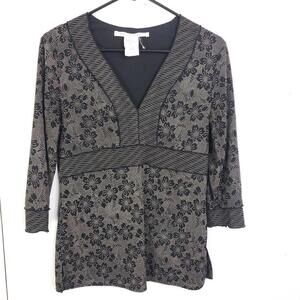 Max Studio Top Womens S Babydoll Y2K Vintage Floral Grunge Empire Waist